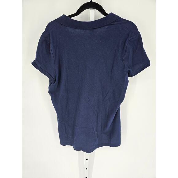 Faded Glory Womens Navy Blue Cotton Blend Pique Short Sleeve Polo Shirt Size XL - Picture 2 of 3
